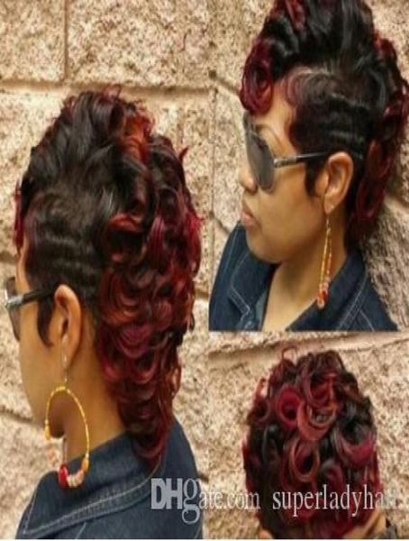 

fashion women039s short hair wig 99j synthetic wigs curly body wave women039s short hairpieces hair wigs hairpiece1039302, Black