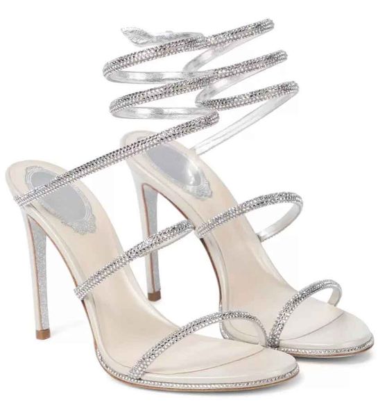

designer heels wedding sandal women rene c high heels renes-c elegant jewel sandals caterina strass double bow luxury brand designer super q, Black
