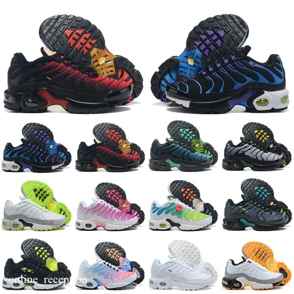 

kids trainers running shoes sneakers gold scarab hyper jade royal university blue sports tennis 2022 tn plus women breathable size 28-35, Black