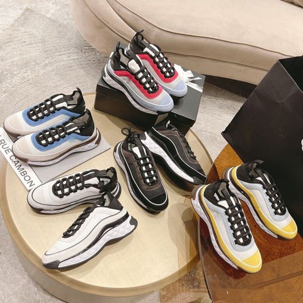 

designer cnel sneakers calfskin casual shoes color matching shoes vintage suede leather trainers all-match stylist sneaker patchwork leisure