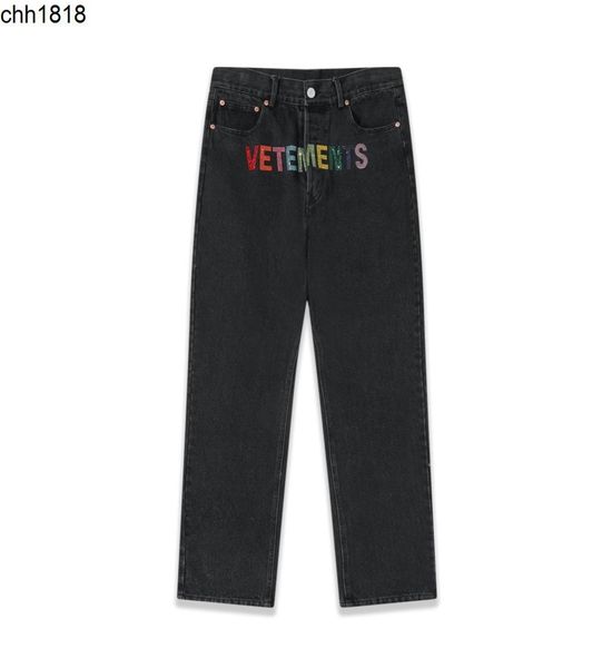 

high version vetementss colorful drill washing water used straight jeans pants for men and women5740619, Blue
