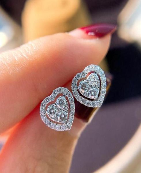 

choucong brand new stud earrings sweet cute simple fashion jewelry 925 sterling silver pave 5a cubic zircon party women wedding he9549832, Golden;silver