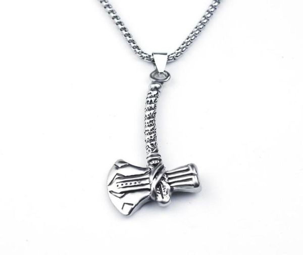 

chains viking men pendant necklace nordic mythology silver color design rune hatchet bottle opener choker charms9253003