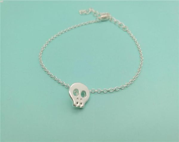 

10pcs simple animal small skull face head bracelets tiny sugar skull bracelet cute skeleton bracelet for women jewelry2810287, Golden;silver