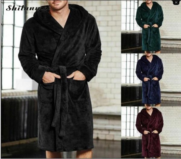 

2020 new winter men bathrobe mens warm silk flannel long kimono bath robe home clothes male night dressing gown bathrobes1246296, Black;brown