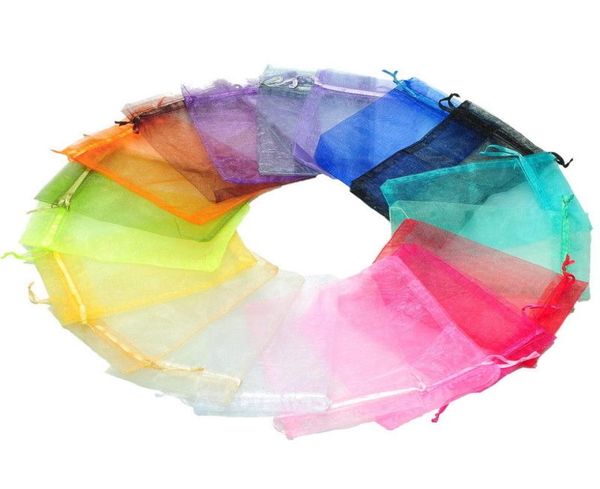 

100pcslot jewelry bags mixed organza jewelry wedding party xmas gift packing bags with drawstring 792300227, Pink;blue