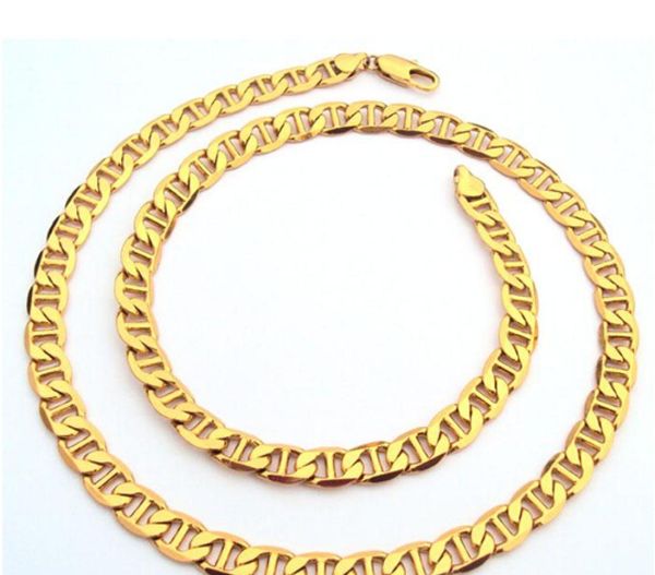 

whole thin 14k gold mens mariner link anchor chain real necklace 600mm 100 real gold not solid not money8229748, Silver