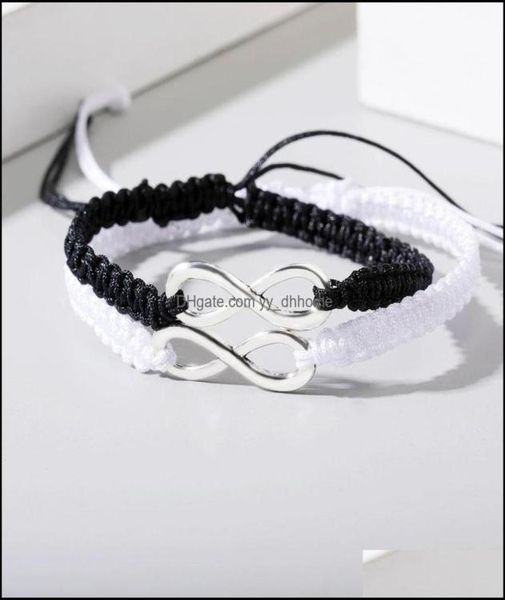 

charm bracelets jewelry adjustable handmade braided eightcharacter lucky couple rope string infinity bracelet for women male love6281055, Golden;silver