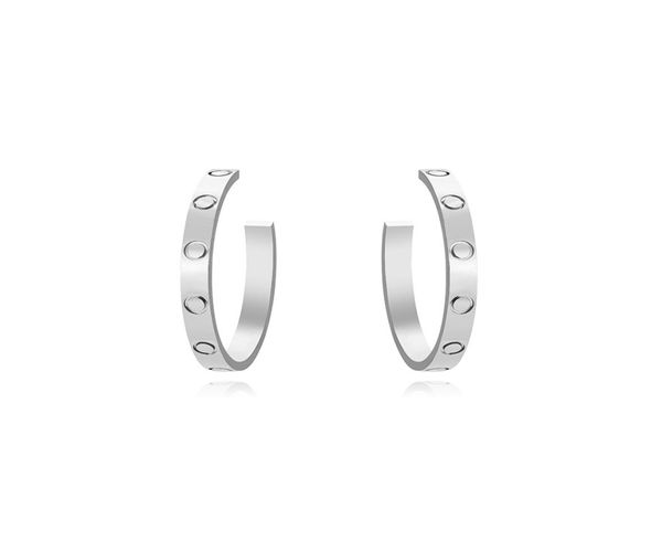 

large hoop huggie screw love earrings for women ladies girls gift jewelry 316l titanium steel famous brand jewelry surface width4113136, Golden;silver