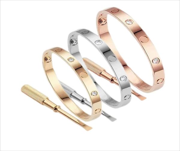 

love mens bracelets designer bangle women titanium steel screw screwdriver gold silver rose bracelets valentine day gift for girlf5519723, Golden;silver