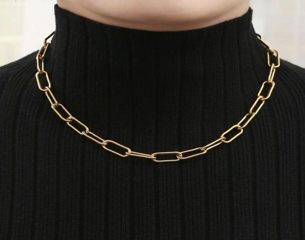 

paperclip chain necklace for women girls 14k gold plated dainty paper clip link choker necklaces fashion jewelry6305722, Silver