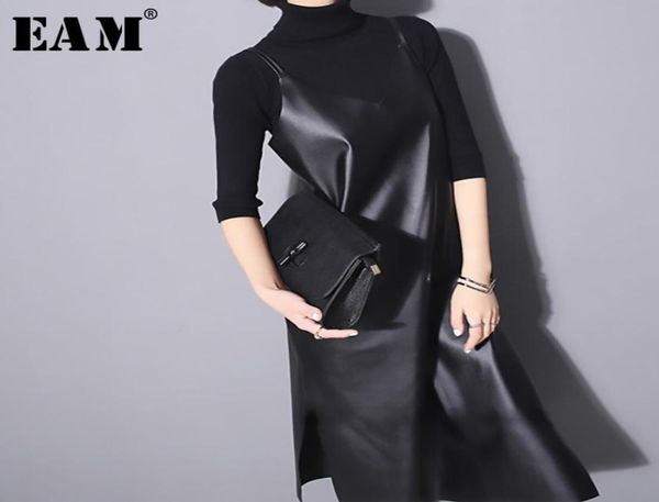 

eam 2021 new spring summer strapless sleeveless black pu leather loose brief dress women fashion tide allmatch jo287 2103096836141, Black;gray