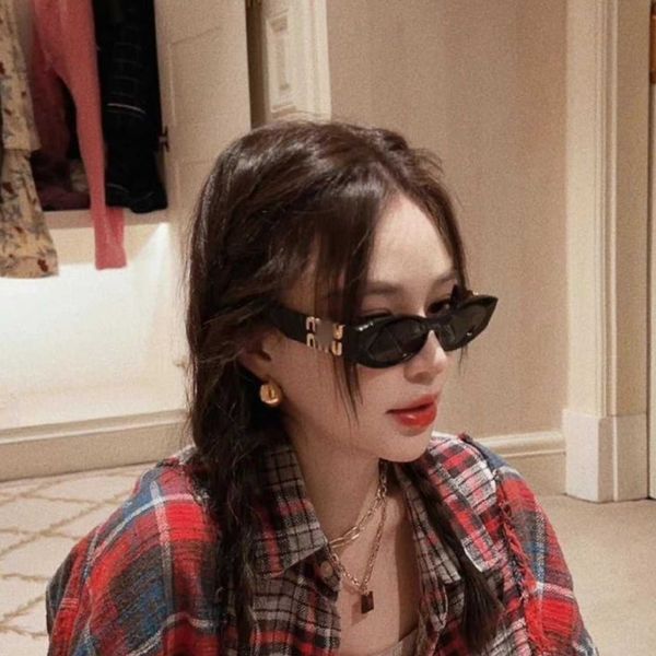 

23 new sunglasses high version mm letters women's plate fashionable black gold sunglasses cat eyes smu11w, White;black