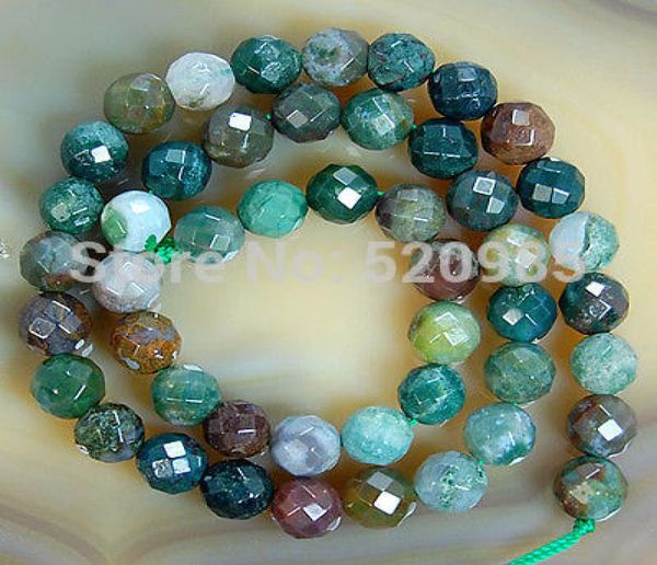 

wholewhole 4 6 8 10 12 14mm faceted natural indian agate round loose stone jewelry beads gemstone agate beads 8411804, Blue;slivery