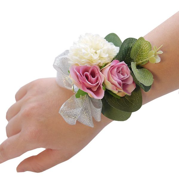 

wedding wrist flower for women fake flower wedding bridesmaid bracelet party artificial wrist flowers corsages for party