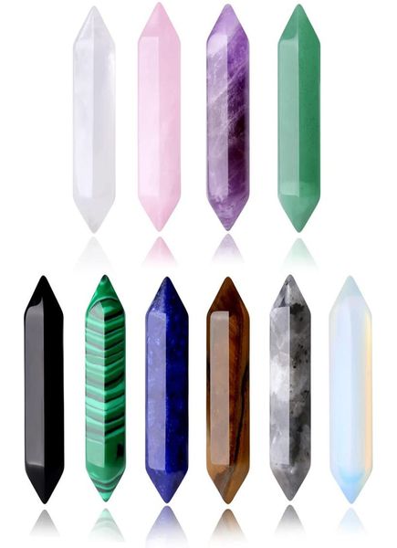 

assorted hexagon prism reiki healing chakra natural stone pillar palm quartz mineral crystal tumbled gemstone hand piece home deco7294979, Black