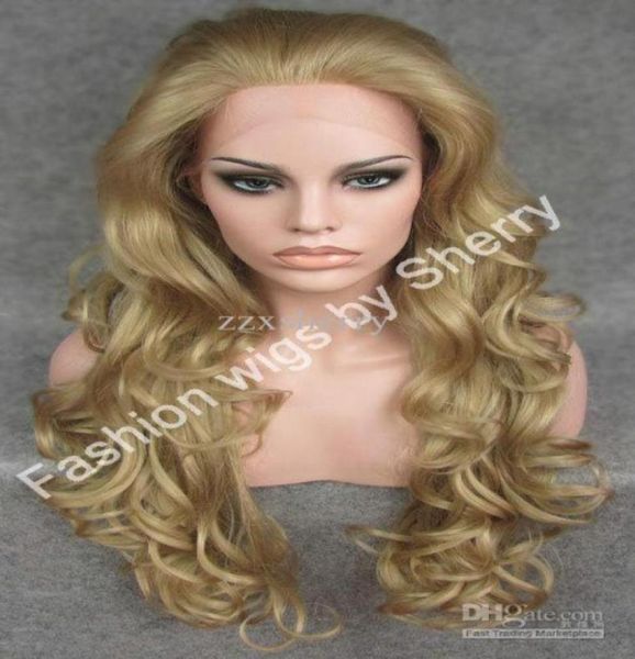 

26quot long 1686 mix grey blonde heavy density heat safe front lace synthetic hair wig58920722789648, Black