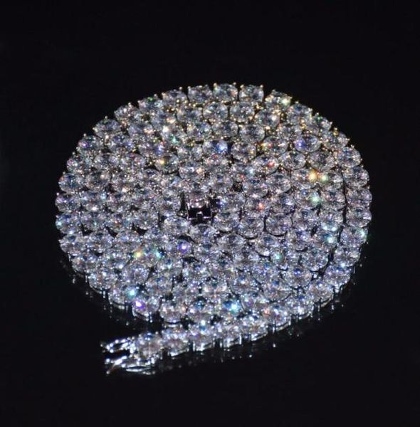 

6mm iced out zircon 1 row tennis chain necklace hip hop jewelry gold silver copper material men cz necklace link 20inch5958466
