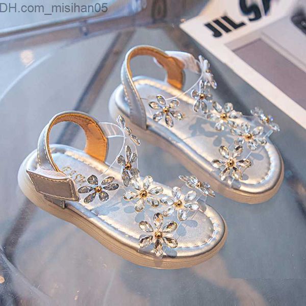 

sandals summer girls' sandals rhinestone flip over children's princess shoes z230712, Black;red