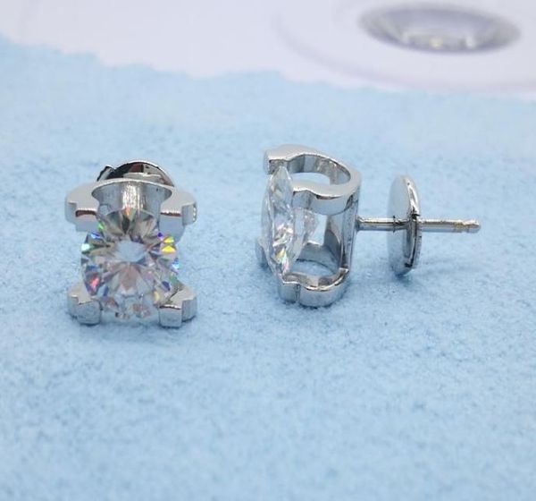 

9k14k18k gold classic quotuquot shape earrings df color vvs moissanite diamond beautiful forever brilliant stud with a cert4074079, Golden;silver