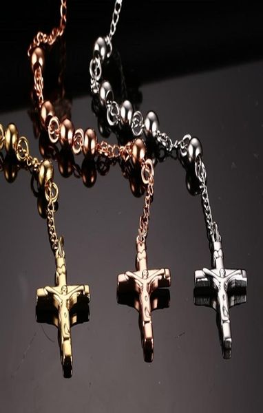 

men039s charm jesus necklace pendants long rosary beads chain stainless steel men039s jewelry4007820, Silver