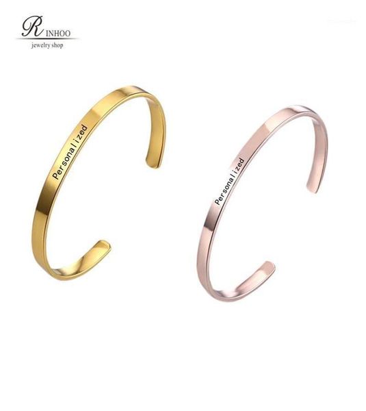 

custom name positive inspirational bracelet personalized jewelry initial engraved name custom bracelet bangle for woman11467897, Black