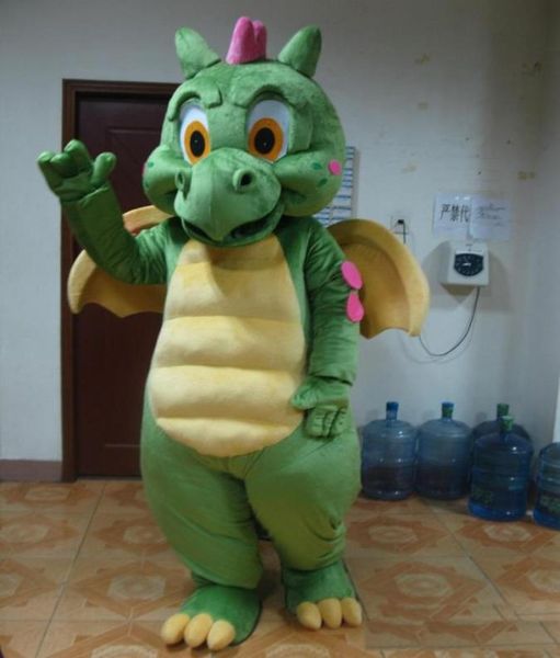 

2018 factory the head green dragon mascot costume with wings for to weear7642106, Red;yellow