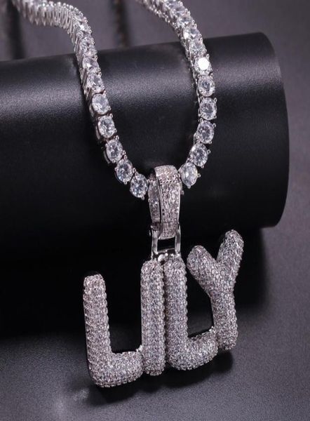 

az custom name small letters necklace pendant zircon hiphop jewelry with 24inch rope chain for gift3574910, Silver