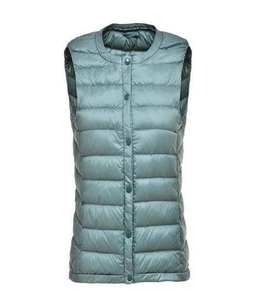 

women sleeveless vest coat autumn winter ultra light waistcoat female slim single breasted short white duck down jacket outwear2981209, Black