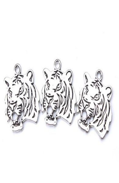 

50pcslot ancient silver alloy tiger charms pendants for diy jewelry making findings 27x24mm2390061, Bronze;silver