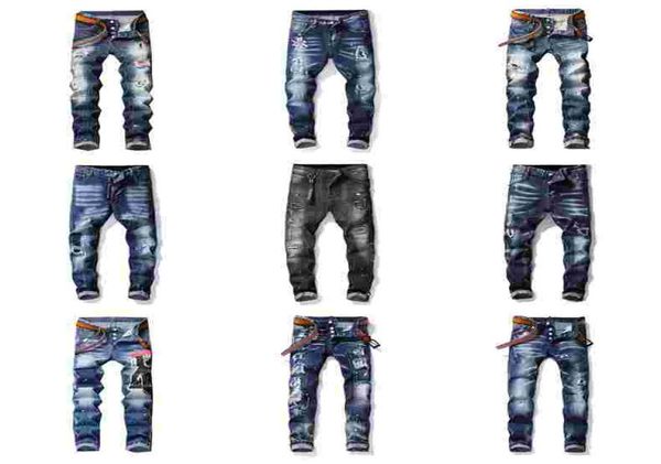 

designer mens distressed rips stretch black mens jeans fashion slim fit washed motocycle for men denim skinny purple pants panelle6267188, Blue