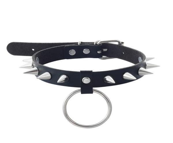 

chokers emo spike choker cool punk black faux leather collar for girls chocker goth necklace gothic accessories2241849, Golden;silver