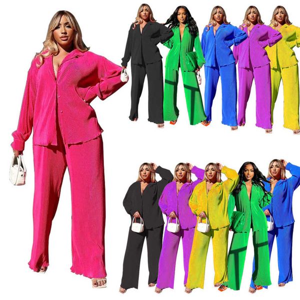 

women designers clothes 2023 mercerized cotton autumn and winter pleated loose casual multicolor suit, White