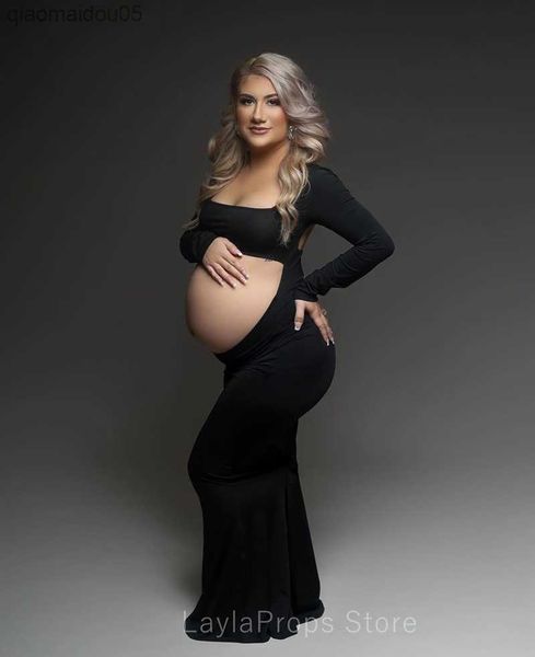 

maternity dresses for p shoot cut out front open backless maxi dress wedding party pgraphy pregnant women clothes l230712, White