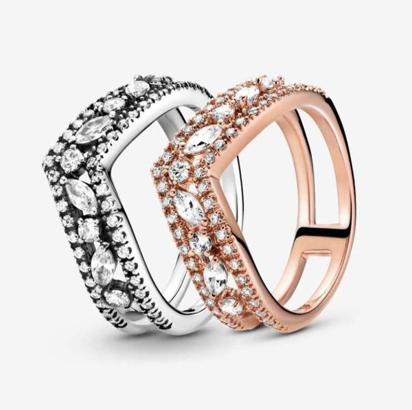

100 925 sterling silver sparkling marquise double wishbone ring for women wedding rings fashion engagement jewelry accessories9300644, Slivery;golden