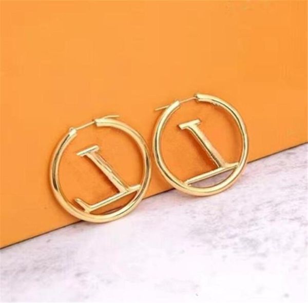 

with box designer earrings fashion gold hoop earrings for lady women party earring new wedding lovers gift engagement jewelry 6232408, White
