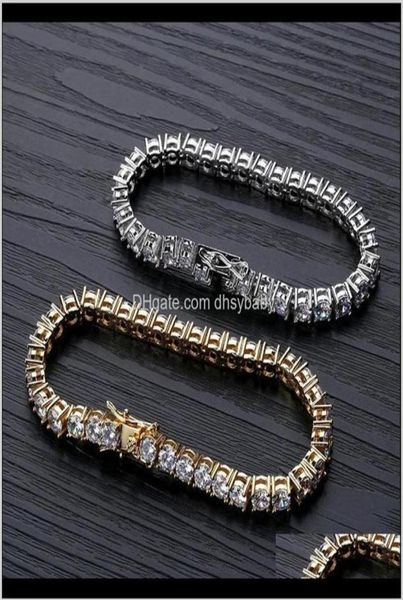 

drop delivery 2021 designer hip hop jewelry men diamond tennis bracelet iced out bling bangles love luxury charm bracelets pour ho6151371, Golden;silver