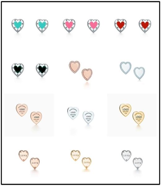 

11 s925 sterling silver heartshaped series earrings classic fashion exclusive blue enamel splash jewelry 2201253399948, Golden;silver