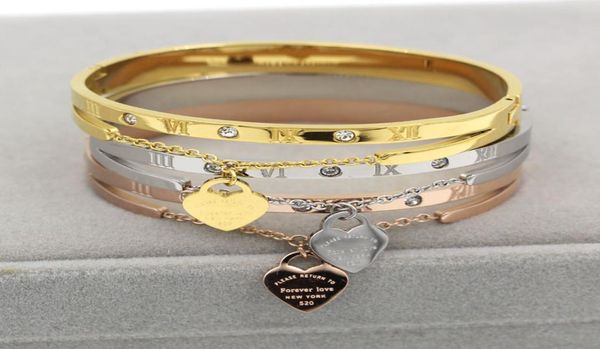 

luxury stainless steel women bangle roman numeral fashion bangles good quality rose gold jewelry for ladyparty bangle4616266, Black