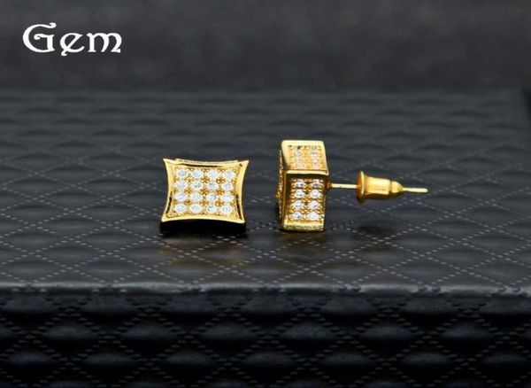 

men cubic zirconia diamond earings fashion mens jewelry hip hop copper white gold filled crystal stud earring jewelry9318740, Golden;silver