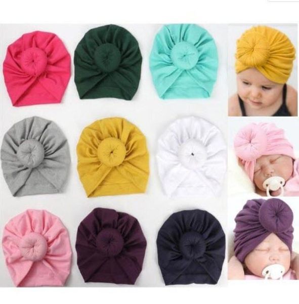 

newborn baby hat indian donut spiral headwrap hats caps maternity 2018 autumn spring 12 colors exported2856643, Yellow