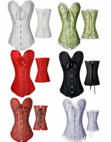 

natural color overbust corsets boned bustiers floral print women lingerie two pieces set 7 colors plus size s6xl polyester5550233, Black;white