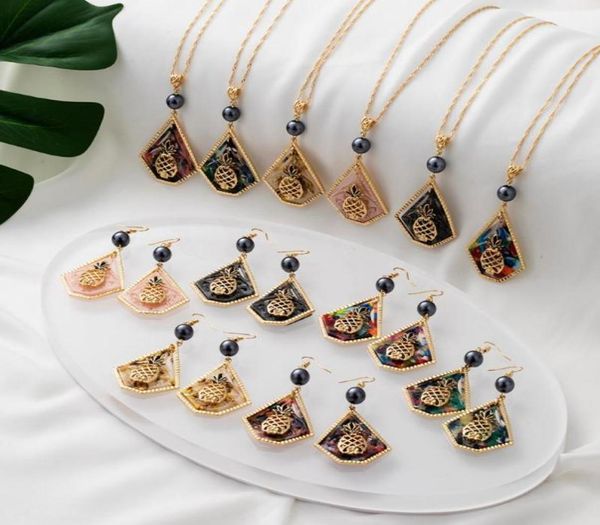 

earrings necklace cring coco pineapple set polynesian pink acrylic guam jewelry drop sets 2021 for women designer hawaiian1162632, Silver