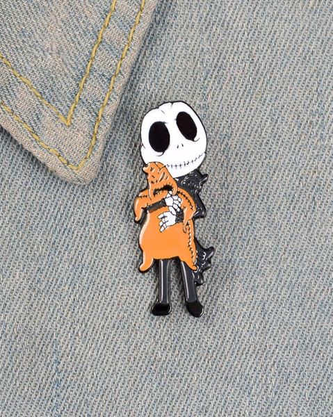 

ghost enamel pins brooches for women skull jack pumpkin head badge halloween oogie boogie lapel pin clothes backpack jewelry gift 3253141, Gray