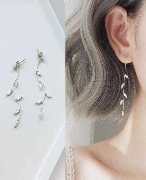 

charm new silver needled willow leaf earrings women039s simple temperature long tassel earrings women039s fashion jewelry gi4362887, Golden
