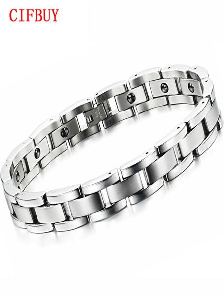 

jewelry magnet stone man bracelet classical stainless steel energy balance link chain bracelets for men health care gs80123270052, Golden;silver