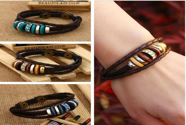 

dhl epacket ship popular leather bracelet men and women beaded leather bracelet star style punk jewelry djfb431 charm bracelets je9156804, Golden;silver
