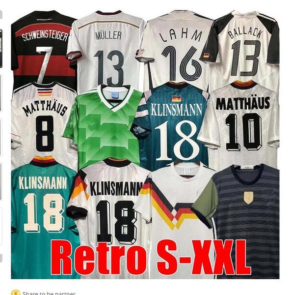 

1980 1988 1990 1992 1994 1996 1998 2004 2006 2010 2014 soccer jerseys retro germanys vintage football shirt west voller moller gotze matthau, Black;yellow