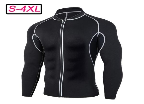 

men shaper s4xl exercise sweat shirt sauna neoprene slimming fitness jacket gym wear for core muscle training sauna suits5105815, Black;brown