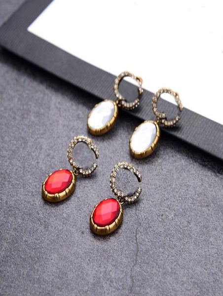 

vintage diamond earrings double letters designer charm studs retro alphabet pendant earrings for girl jewelry gift5215500, Golden